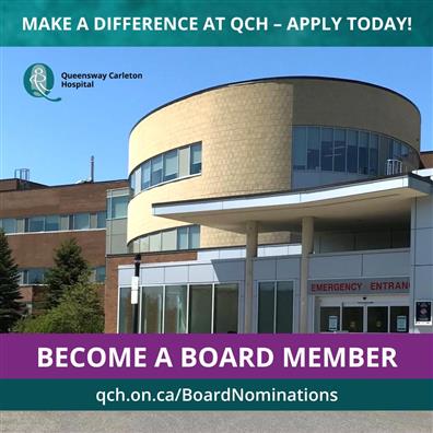 Graphic with photo of QCH Emerg department with ba